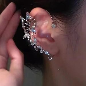 Rhinestone Butterfly Ear Cuff, Earrings, color:Color2|size:One-size, JustFashionNow