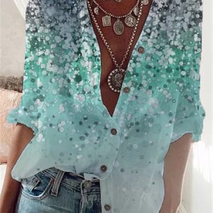 Cotton Loose Casual Tunic Blouse, Shirts, color:Green|size:XXL, Noracora