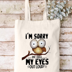 I'm Sorry Eyes Animal Graphic Casual Shopping Tote Bag, color:White|size:One-size, Lilicloth.com