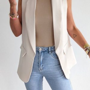 Casual Plain Shawl Collar Regular Fit Vest, Vests & Gilets, color:White|size:XXL, JustFashionNow