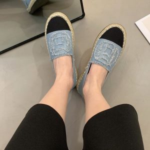 Denim Canvas Spike Espadrilles, Flats, color:Blue|size:40, JustFashionNow