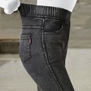 Denim Plain Tight Casual Jeans, Denim&Jeans, color:Deep Gray|size:3XL, Noracora