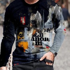 Casual Abstract Long Sleeve T-Shirt, T-Shirts, color:Color30|size:3XL, JustFashionNow
