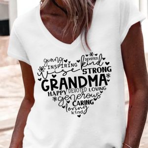 Women's Casual Grandma Heart T-Shirt, color:White|size:3XL, Lilicloth.com