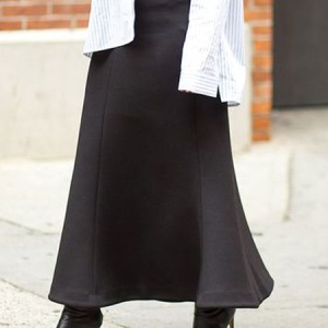 Loose Micro-Elasticity Plain Elegant Maxi Skirt, Skirts, color:Black|size:XXL, Stylewe