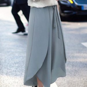 Casual Plain Natural Capris Wide Leg Pants, Pants, color:Blue|size:4XL, Noracora