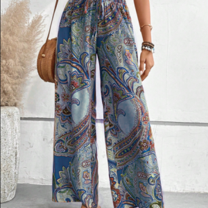 Elastic Band Casual Loose Ethnic Pants, Pants, color:Purplish blue|size:XXL, JustFashionNow