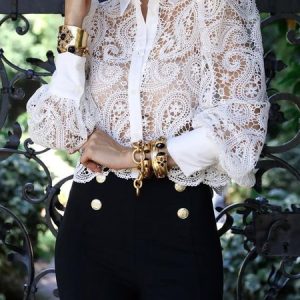 Shirt Collar Elegant Regular Fit Plain Blouse, Blouses and Shirts, color:White|size:XS, Stylewe