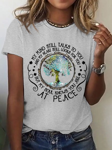 Women's At Peace Casual Crew Neck T-Shirt, T-shirts, Lilicloth.com