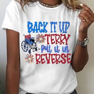 Women's Cotton Back It Up Terry Put in Reverse Fireworks Independence Day Patriotic T-Shirt, color:White|size:3XL, Lilicloth.com