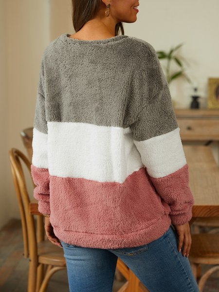 Plain Crew Neck Casual Loose Sweatshirt, Sweatshirts & Hoodies, color:Multicolor|size:XXL, JustFashionNow