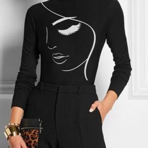 Tight Face Turtleneck Urban Long Sleeve T-Shirt, Tees, color:Black|size:XXL, Stylewe