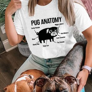 Lilicloth X Funnpaw Women's Funny Pug Anatomy T-Shirt, color:White|size:L, Lilicloth.com