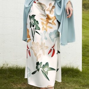 Elegant Regular Fit Floral Print  Skirt, Skirts, color:White|size:XS, Stylewe