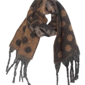Halloween Christmas Eerie Contrasting Color Pattern Tassel Scarf, Women Scarves & Shawls, color:Coffee|size:One-size, JustFashionNow