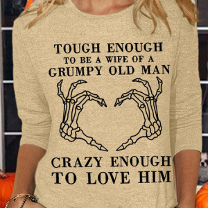Women's To Be Wife Cotton-Blend Casual Long Sleeve Shirt, color:Khaki|size:3XL, Lilicloth.com