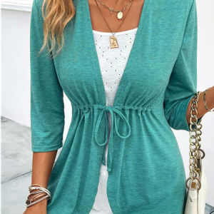 Casual Regular Fit Square Neck Plain T-Shirt, T-Shirts, color:Green|size:XXL, JustFashionNow