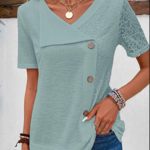 Loose Plain Casual Others Shirt, Shirts & Blouses, color:Blue|size:XXL, JustFashionNow