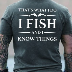 Men I Fish I Know Things Letters Loose Cotton T-Shirt, color:Gray|size:3XL, Lilicloth.com