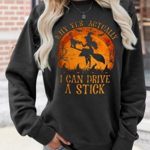 Halloween Witch Design Loose Crew Neck Sweatshirt, Sweatshirts & Hoodies, color:Black|size:XXL, JustFashionNow