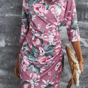 Floral Urban Regular Fit Dress, Dresses, color:Red|size:XXL, JustFashionNow