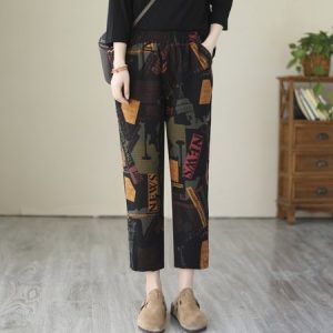 Casual Plaid Natural Ankle Pants Pocket Stitching Harem Pants, Pants, color:Multicolor|size:4XL, Noracora