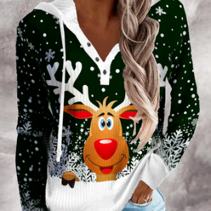 Loose Christmas Casual Cotton-Blend Sweatshirt, Sweatshirts & Hoodies, color:Black|size:XXL, JustFashionNow