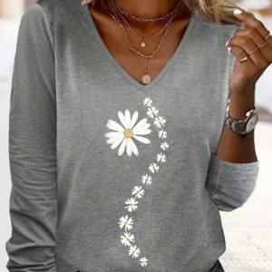 Plus Size Loose Casual Jersey T-Shirt, TOPS, color:Gray|size:4X, Noracora