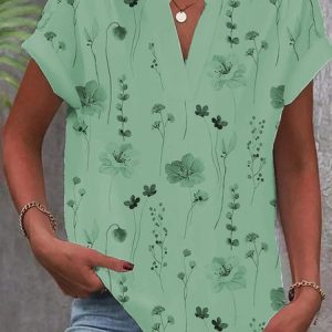 Stand Collar Cotton Casual Loose Shirt, Shirts & Blouses, color:Green|size:XXL, JustFashionNow