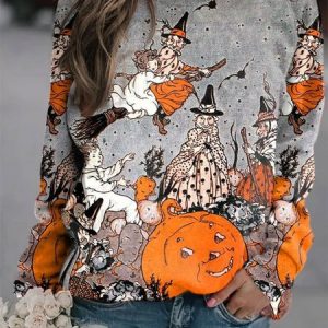 Halloween Casual Loose Sweatshirt, Sweatshirts & Hoodies, color:Orange|size:XXL, JustFashionNow