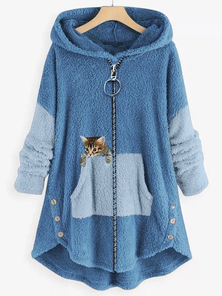Color Block Regular Fit Casual Other Coat, Hoodies&Sweatshirts, Lilicloth.com