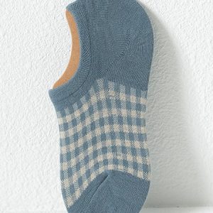 1pair Casual Breathable Plaid Ankle Socks, Socks, color:Blue|size:One-size, JustFashionNow