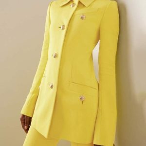 Shirt Collar Regular Fit Urban Blazer, Blazers, color:Yellow|size:XXL, Stylewe