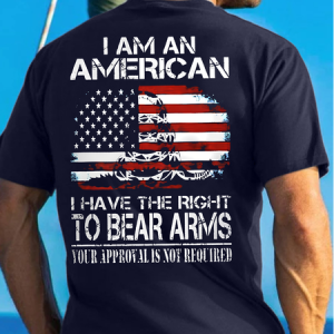 Men's I Am An American I Have The Right To Bear Arms Your Approval Is Not Required Funny Graphic Printing Independence Day Cotton Crew Neck Casual T-Shirt, T-shirts, Lilicloth.com