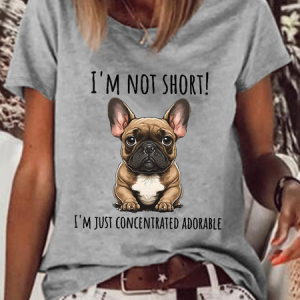 Women's Funny Short People I’m Not Short Just Concentrated Adorable Casual T-Shirt, color:Gray|size:3XL, Lilicloth.com