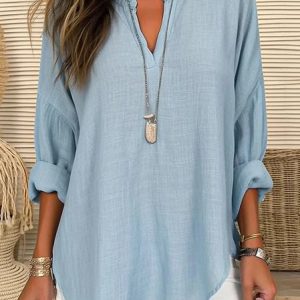 Loose Casual Shirt, Shirts & Blouses, color:Blue|size:4X, JustFashionNow