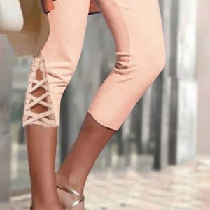 Lace Edge Knitted Casual Leggings, leggings, Roselinlin - Online Catalog