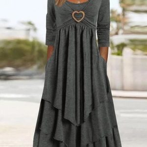 Casual Jersey Grommets Loose Dress, Midi Dresses, Roselinlin - Online Catalog