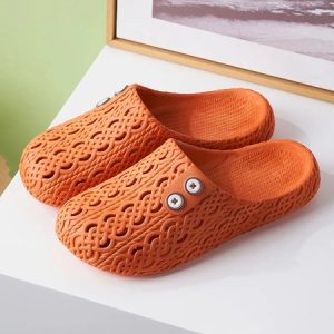 Casual Hollow Out Waterproof Beach Mules Slippers, Slippers, color:Orange|size:41, JustFashionNow