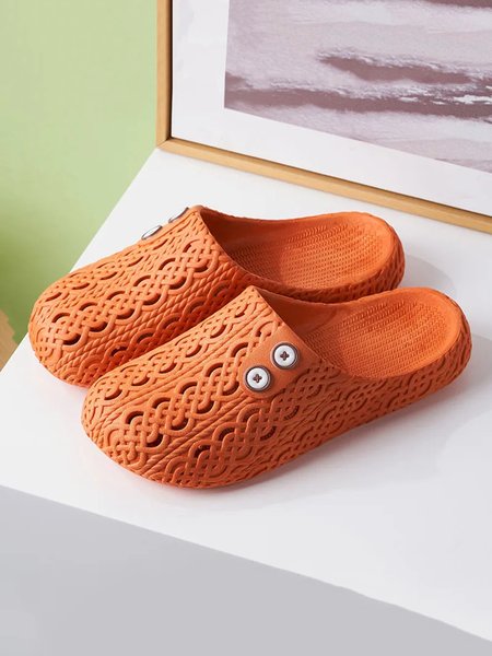 Casual Hollow Out Waterproof Beach Mules Slippers, Slippers, color:Orange|size:41, JustFashionNow