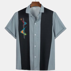 Men's 50's New Style Short Sleeve Casual Loose Shirt, Shirts ＆ Blouse, color:Gray|size:4XL, JustFashionNow