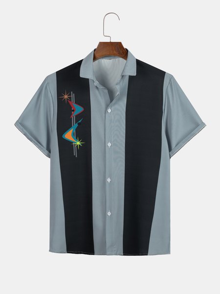 Men's 50's New Style Short Sleeve Casual Loose Shirt, Shirts & Blouse, color:Gray|size:4XL, JustFashionNow