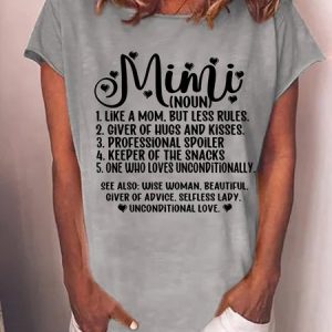 Women's Mimi Grandma Casual Crew Neck Heart T-Shirt, T-shirts, Lilicloth.com