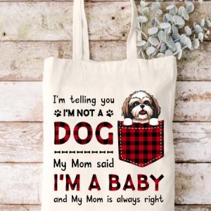 I Am Not A Dog Animal Graphic Casual Shopping Tote Bag, color:White|size:One-size, Lilicloth.com