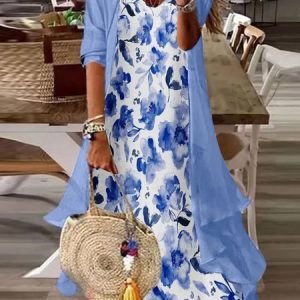 Chiffon Loose Casual Two-Piece Set, Suit Set, color:Blue|size:XXL, JustFashionNow