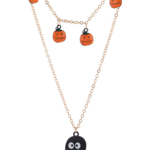 Pumpkin Elf Pendant Halloween Necklace, Necklace, color:Yellow, Noracora