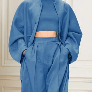 Urban Plain Long Sleeve Loose Jacket, Jackets, color:Blue|size:XXL, Stylewe