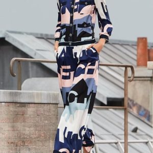 V Neck Urban Regular Fit Random Print Jumpsuit, Jumpsuits, color:Multicolor|size:XXL, Stylewe