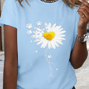 Women's Daisy You Are My Sunshine Special Lovely Dog Simple Loose T-Shirt, T-shirts, Lilicloth.com