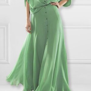 Regular Fit Plain Casual Maxi Skirt, Skirts, color:Green|size:XXL, Stylewe